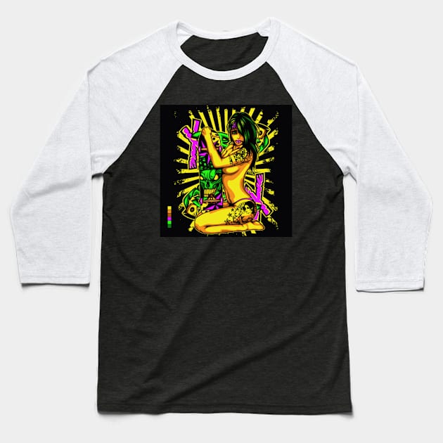 Skateboarder Girl Baseball T-Shirt by PunkHazard1298